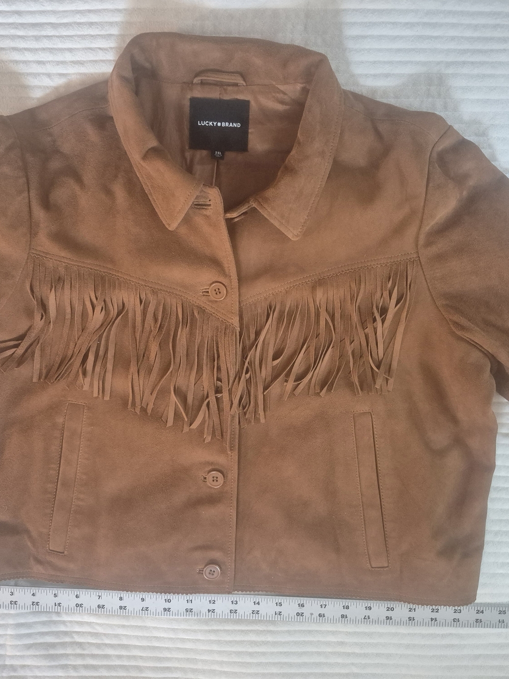 Lucky Brand Women's Tan Suede Fringe Jacket